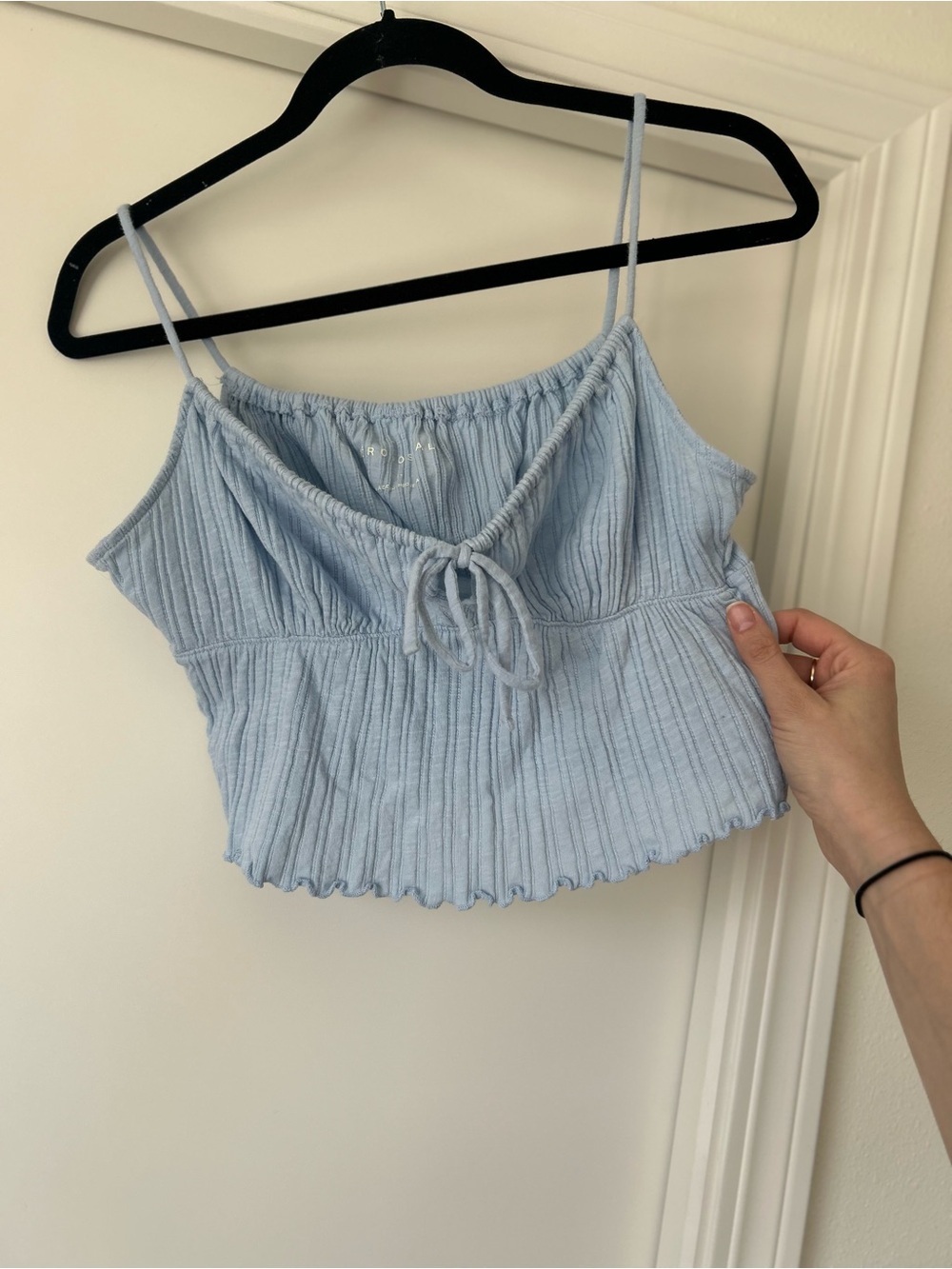 Aeropostale Pale Blue Ribbed Tie-Front Cropped Cami